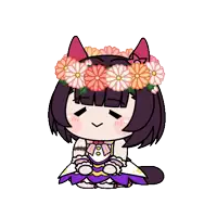 a cartoon drawing of a girl with flowers on her head
