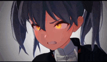 a close up of a cartoon character with a very angry face