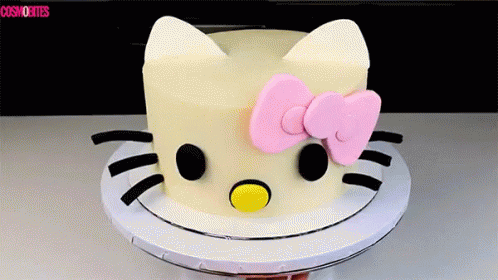 Completed Hello Kitty Cake GIF - Hello Kitty Cute Cake Cake Win GIFs