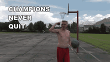 flexing muscles champions never quit flexing muscles outdoor basketball court tim mcgaffin ii timothy mcgaffin ii