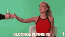 alcohol flying in