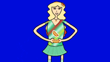 a cartoon of a girl holding a hot dog