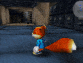 a video game scene with a cartoon character holding a torch
