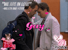 a picture of two men with the words " we are in love " on the bottom