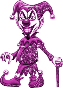 scary clown sparkle purple cane