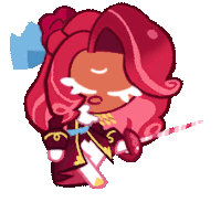 a cartoon character with red hair and a sword is crying .
