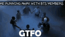 Pennywise Running Away With Bts Members GIF - Pennywise Running Away With Bts Members Gtfo GIFs