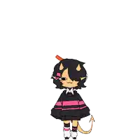 a cartoon drawing of a girl carrying a brick with holes in it