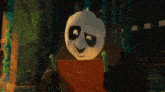 a cartoon of a panda holding a book standing next to two other pandas