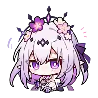 a cartoon drawing of a girl with purple hair and flowers in her hair