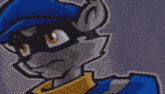 a cartoon drawing of a raccoon wearing a mask and a hat