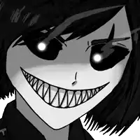 a black and white drawing of a girl with a huge smile