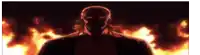 a man is standing in front of a fire with his eyes closed .