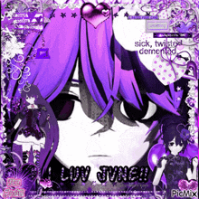 a picture of a girl with purple hair and the words " low june "