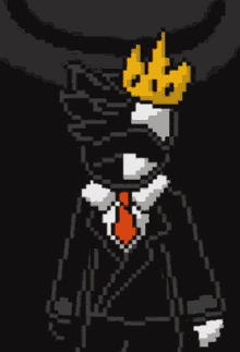 a drawing of a man wearing a suit and tie with a crown on his head