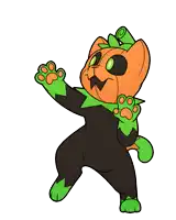 a cartoon of a cat with a pumpkin head