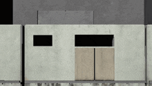a computer generated image of a concrete wall with a black square in the middle