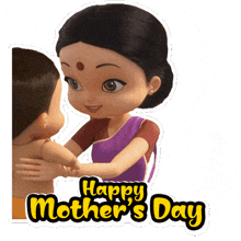 a sticker that says happy mother 's day with a woman holding a child