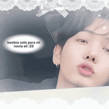 a picture of a man with the words besitos solo para mi novia eli 33