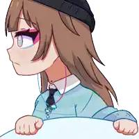 a cartoon drawing of a girl wearing headphones and a beanie