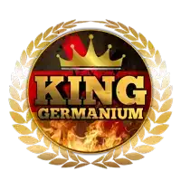 a logo for king germanium with a crown on top