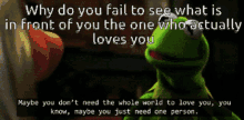 Kermit Miss Piggy GIF - Kermit Miss Piggy Maybe You Dont Need The Whole World To Love You GIFs