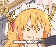 a cartoon of a girl with horns and the words dragon-nonsensei