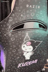 a black razer gaming chair with a kuromi design on it