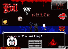 a screenshot of a video game that says ' i 'm smiling ' on it