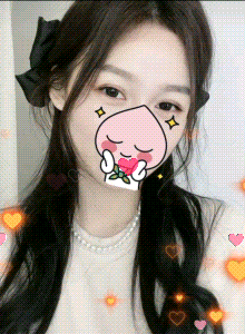 a girl with a peach face on her face