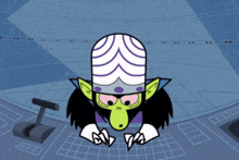 a cartoon character with a m on his face