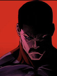 a drawing of a man with a mustache and a red background says zero xdho on the bottom