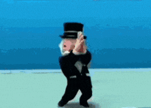a cartoon character is wearing a top hat and a suit
