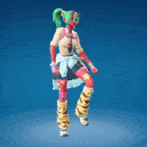 a cartoon character with green hair and red skin
