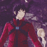 a man in a red jacket with the number 10 on the chest