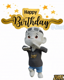 a cartoon character is wearing a black hoodie that says zhot