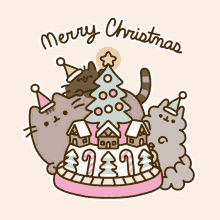 merry christmas pusheen cats
