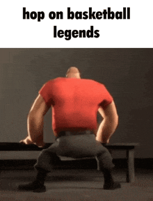 a cartoon character is sitting on a bench with the words hop on basketball legends written on the bottom
