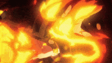 a cartoon character is surrounded by a huge flame