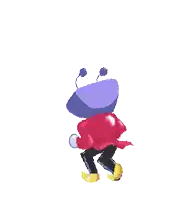 a pixel art of a cartoon character with a blue head