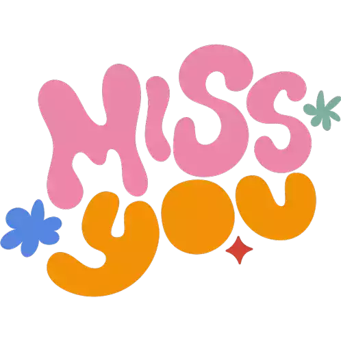 Miss You Blue And Green Flowers Around Miss You In Pink And Yellow Bubble Letters Sticker - Miss You Blue And Green Flowers Around Miss You In Pink And Yellow Bubble Letters Sad Stickers