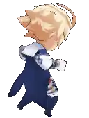 a cartoon character is walking on a white background