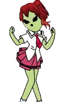 a cartoon of a girl in a school uniform