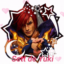 a picture of a man with red hair and the name sett de yuki on it