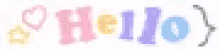 a blurry image of the word hello with a heart in the middle .