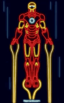 neon iron man superhero