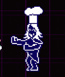 a pixel art of a person with a chef 's hat on their head