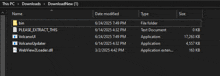a computer screen shows a folder named bin