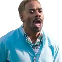 a man with a beard is wearing a blue shirt and a blue jacket