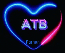 a neon heart with the word atb in the middle